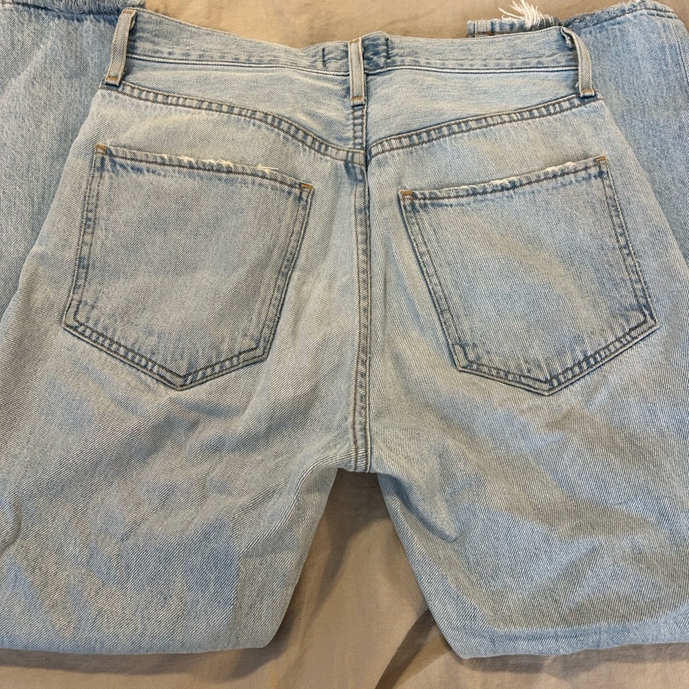Agolde Riley High Rise Light Blue Distressed Women's Jeans - Picture 4 of 5